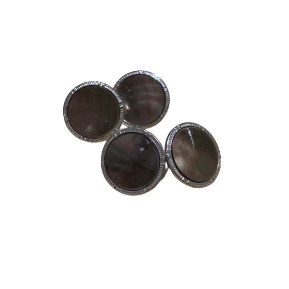 Vintage Grey Mother of Pearl Hickok Chain Cuff Links Cufflinks - Picture 1 of 7